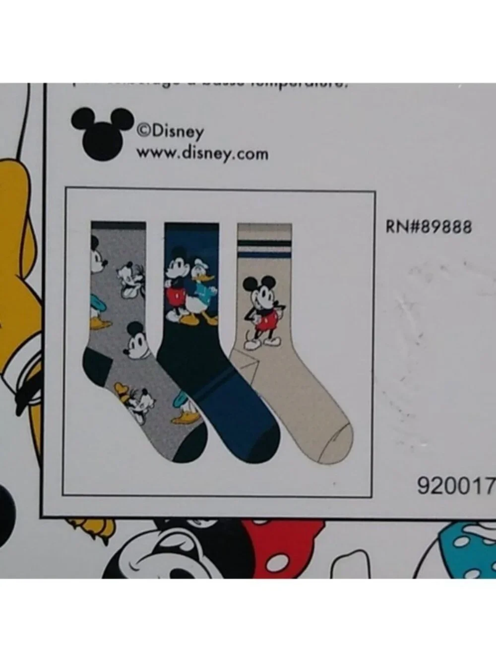 Boxed Disney Mickey + Friends Size 6-12 socks, 6 pairs